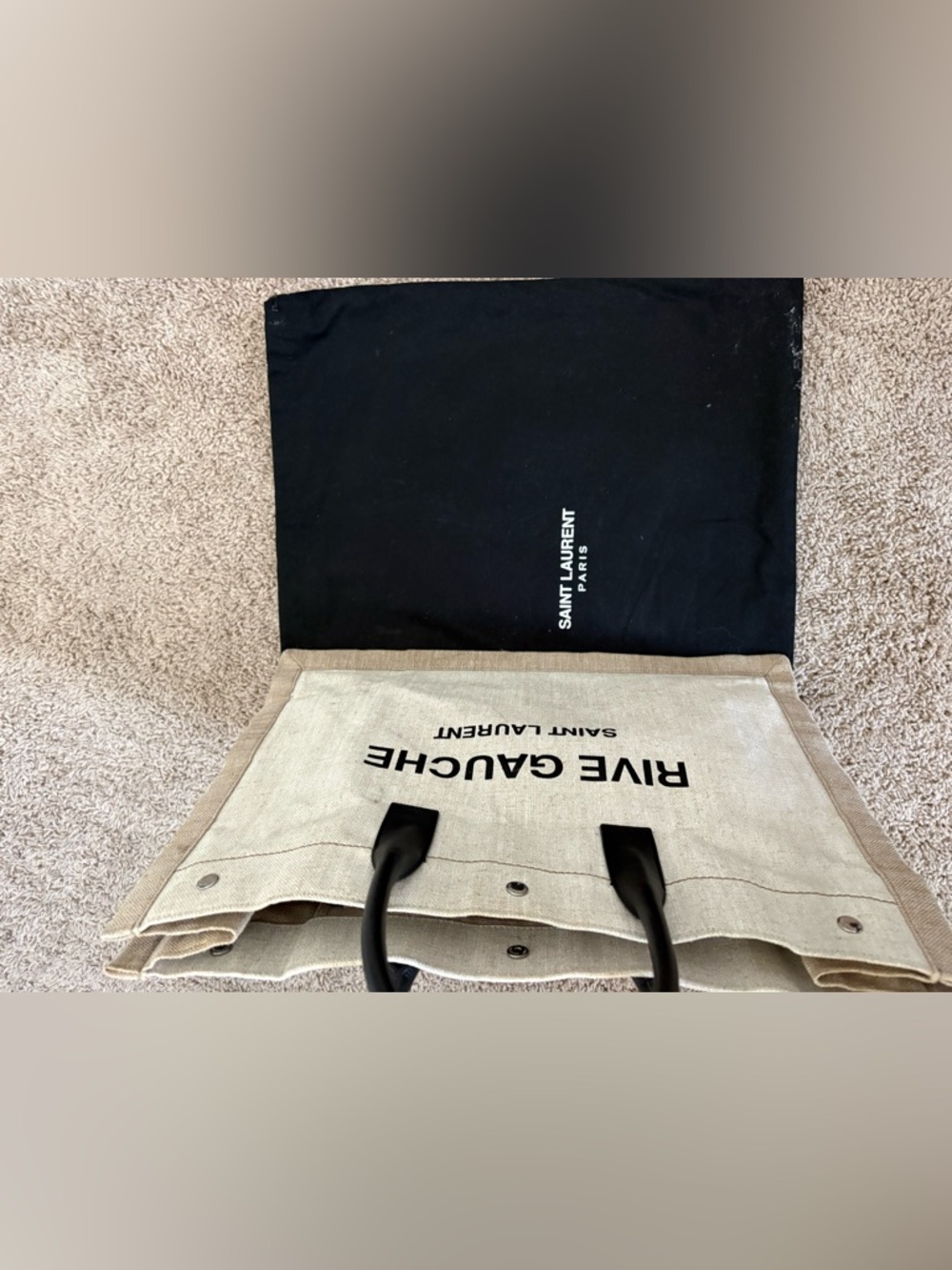 Saint Laurent Rive Gauche Linen Tote - Picture 2 of 5